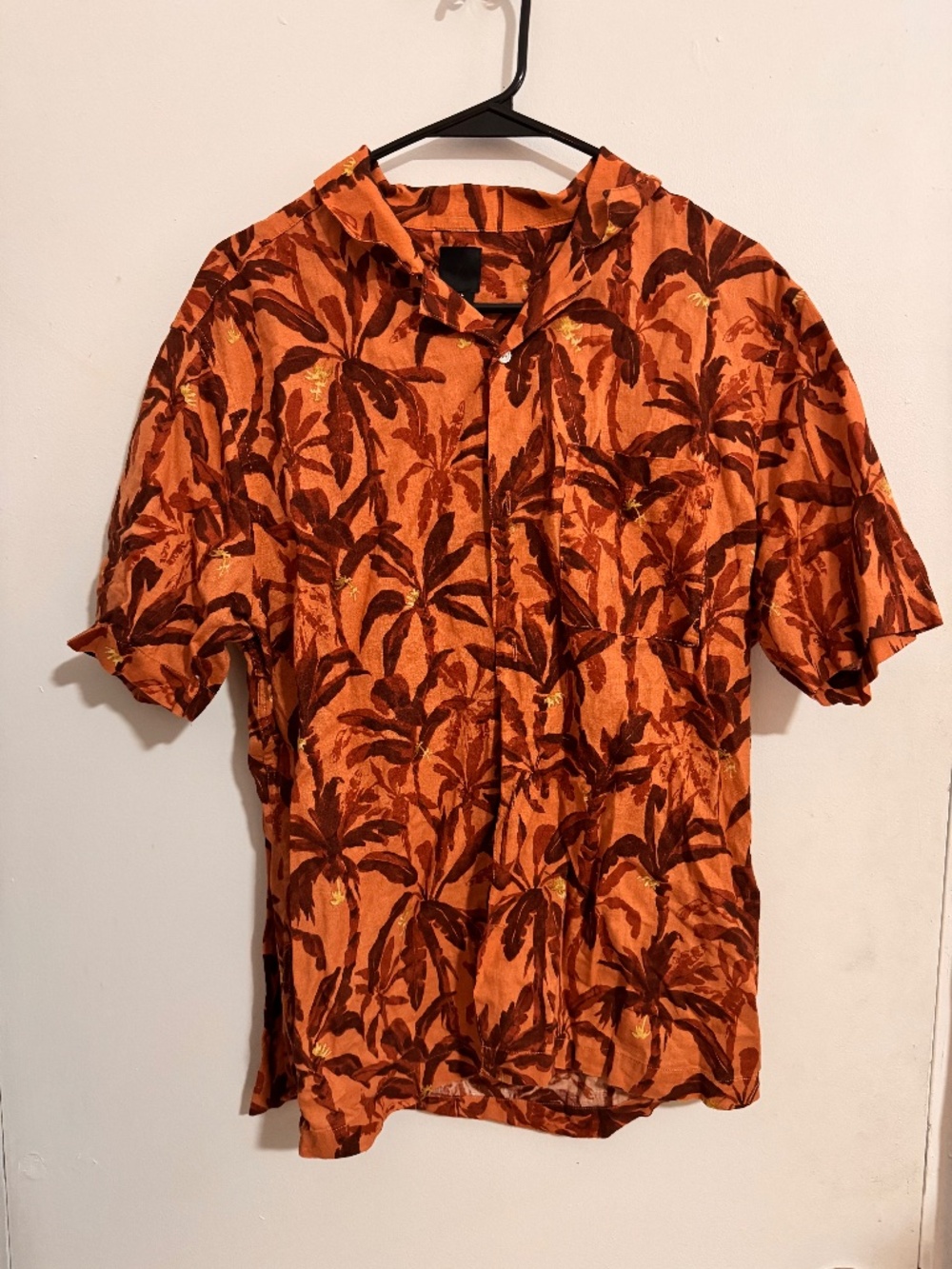 Brown H&M Tropical Button-Up Shirt